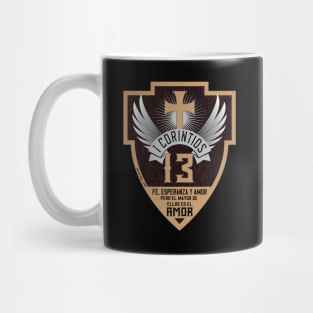 1 Corintios 13 – Diseño Estilo Escudo Motero Mug